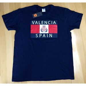 B&C Valencia Spain Mens Graphic T-Shirt‎ 100% Cotton Navy Blue Size L NEW NWT